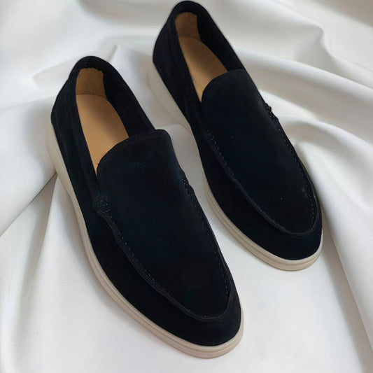 Effortless Suede Loafer for Women with Round Toe Slip On Flat Sole Casual Style