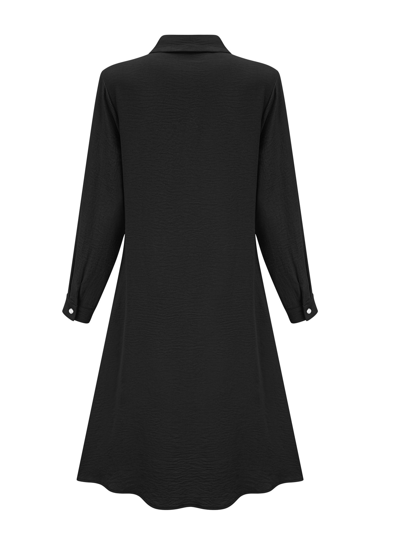 Effortless Shirt Dress for Women with Collar Long Sleeve Button Front Flowing Style