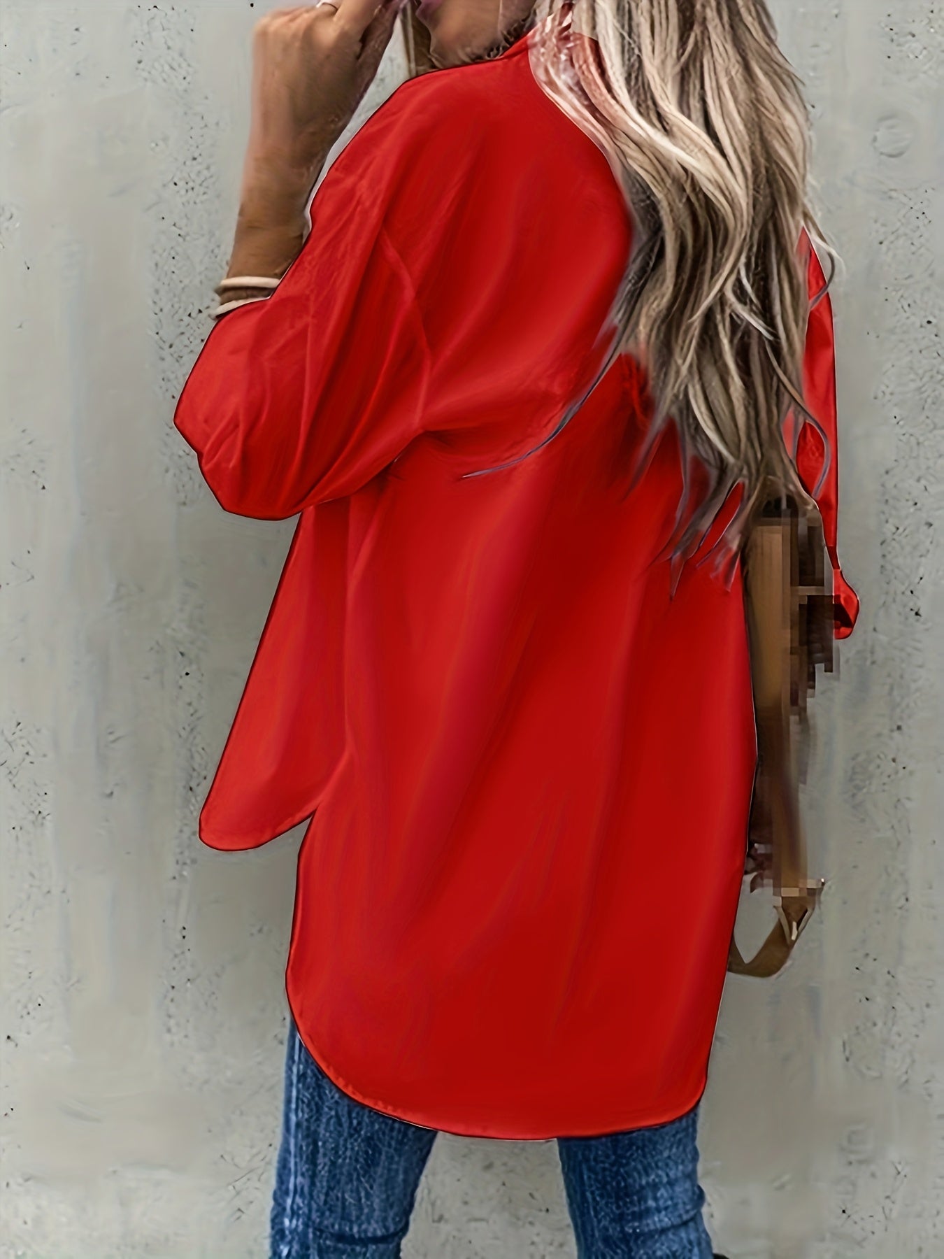 Effortless Button Front Blouse for Women with Collar V Neck Long Sleeve Relaxed Style