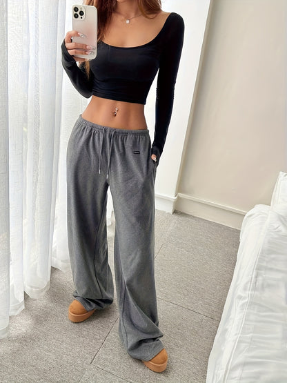 Effortless Wide Leg Sweatpants for Women with High Waist Drawstring Relaxed Casual Style