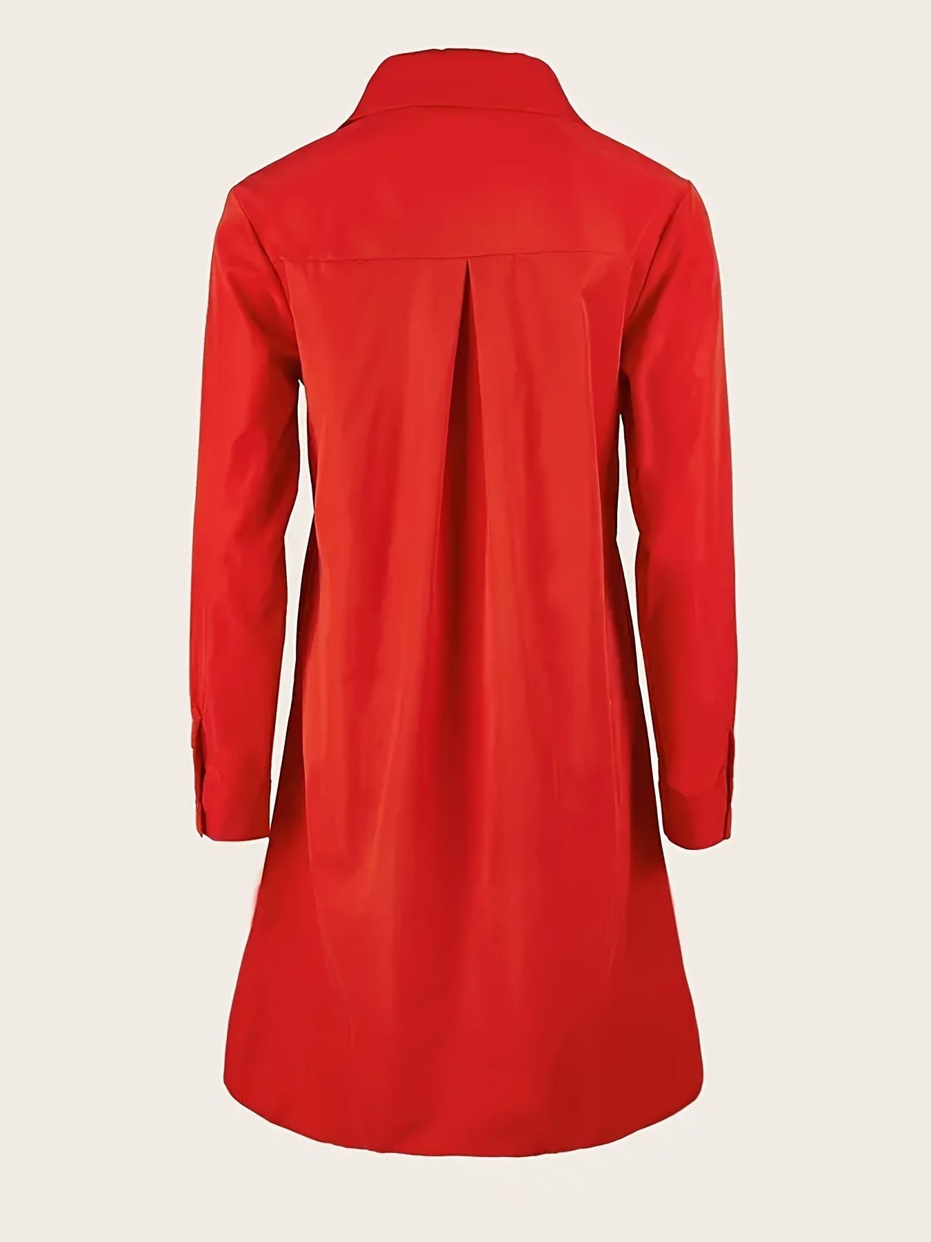 Elegant Red Shirt Dress for Women with Collar Long Sleeve A Line Relaxed Style