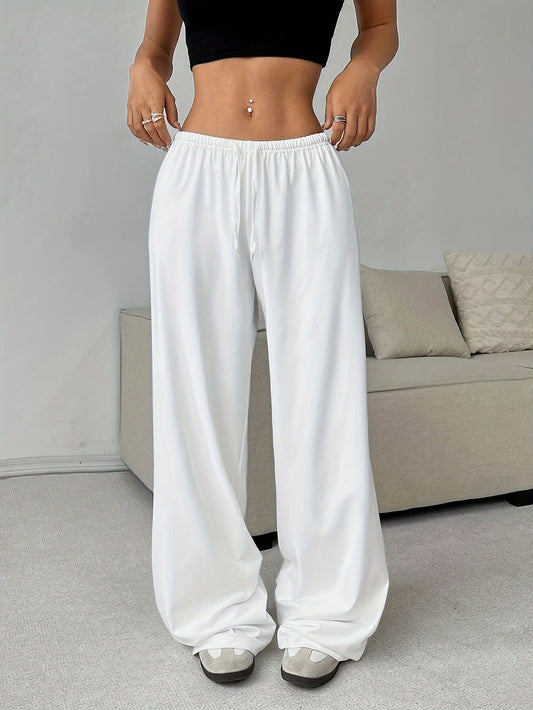 Effortless Wide Leg Pants for Women with High Waist Drawstring Relaxed Flowing Casual Style