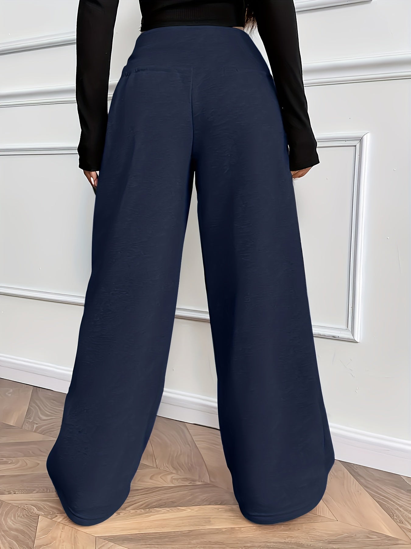 Effortless Fleece Wide Leg Pants for Women with High Waist Drawstring Relaxed Flowing Casual Style