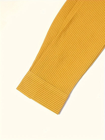 Effortless Striped Tunic Blouse for Women with Collar Long Sleeve Button Front Relaxed Style