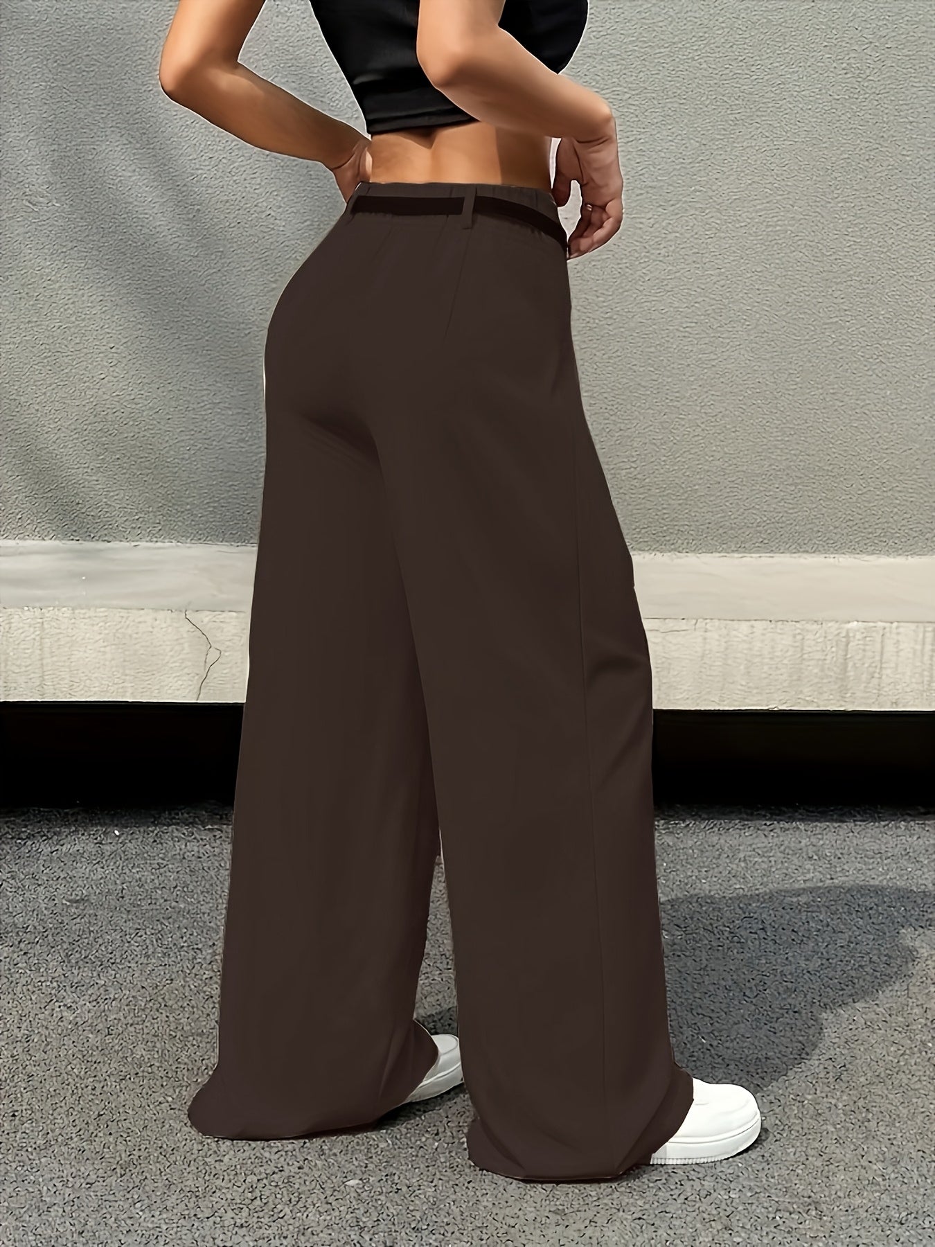 Effortless Wide Leg Pants for Women with High Waist Pleated Belted Relaxed Style