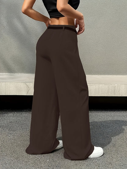 Effortless Wide Leg Pants for Women with High Waist Pleated Belted Relaxed Style