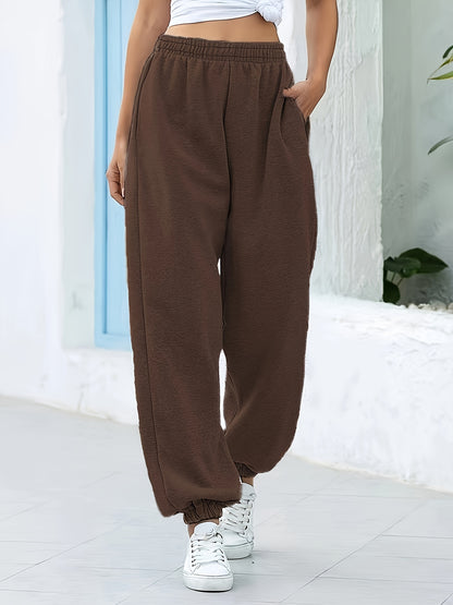 Effortless Jogger Pants for Women with High Waist Elastic Tapered Cuff Relaxed Style