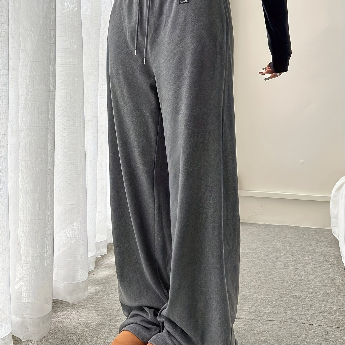 Effortless Wide Leg Sweatpants for Women with High Waist Drawstring Relaxed Casual Style