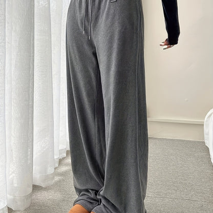 Effortless Wide Leg Sweatpants for Women with High Waist Drawstring Relaxed Casual Style
