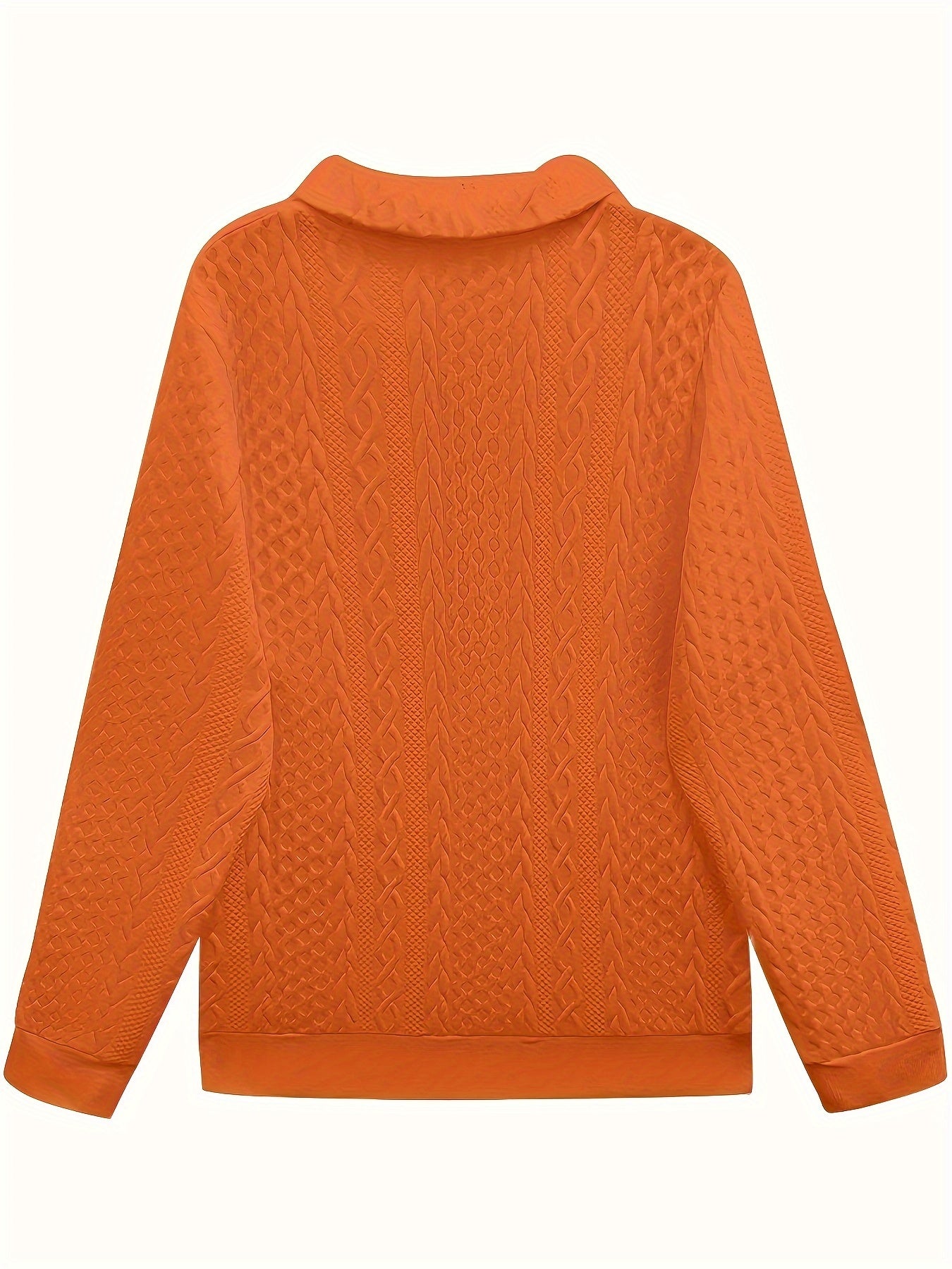 Comfortable Cable Knit Sweater for Women with Zip Collar Long Sleeve Kangaroo Pocket Oversized Knit Style