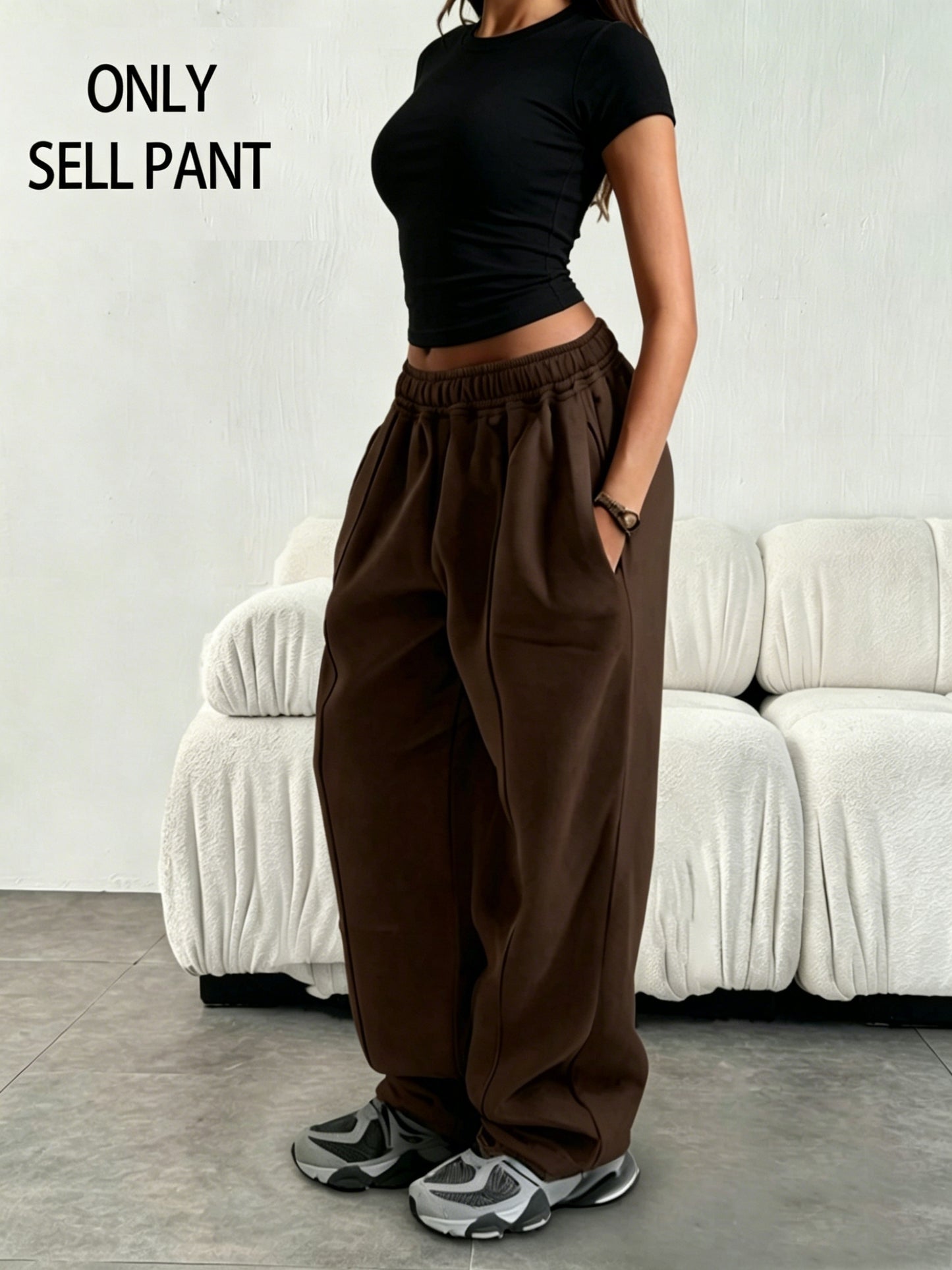 Comfortable Fleece Wide Leg Sweatpants for Women with High Waist Drawstring Relaxed Casual Style