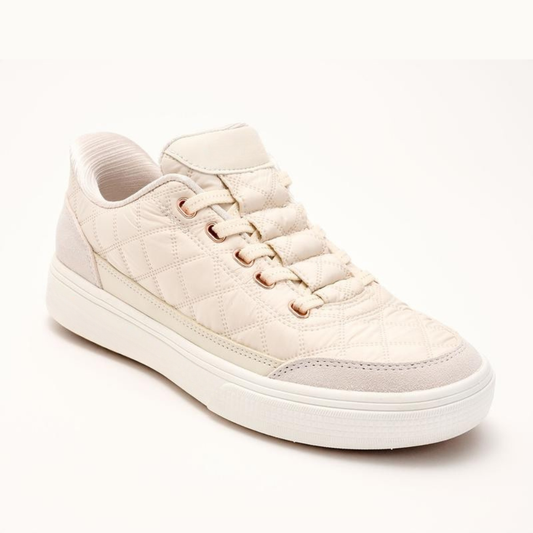 Comfortable Trainers for Women with Quilted Suede Panel Lace Up Low Top Cupsole Style