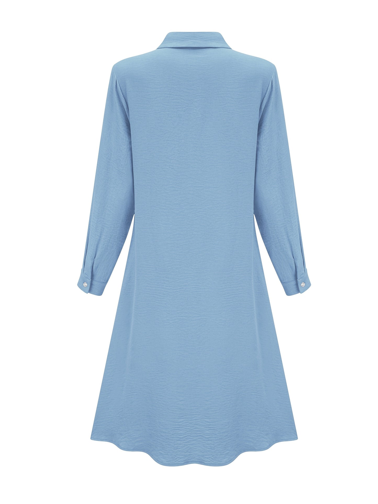 Effortless Shirt Dress for Women with Collar Long Sleeve Button Front Flowing Style
