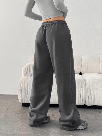 Comfortable Fleece Wide Leg Sweatpants for Women with High Waist Drawstring Relaxed Casual Style