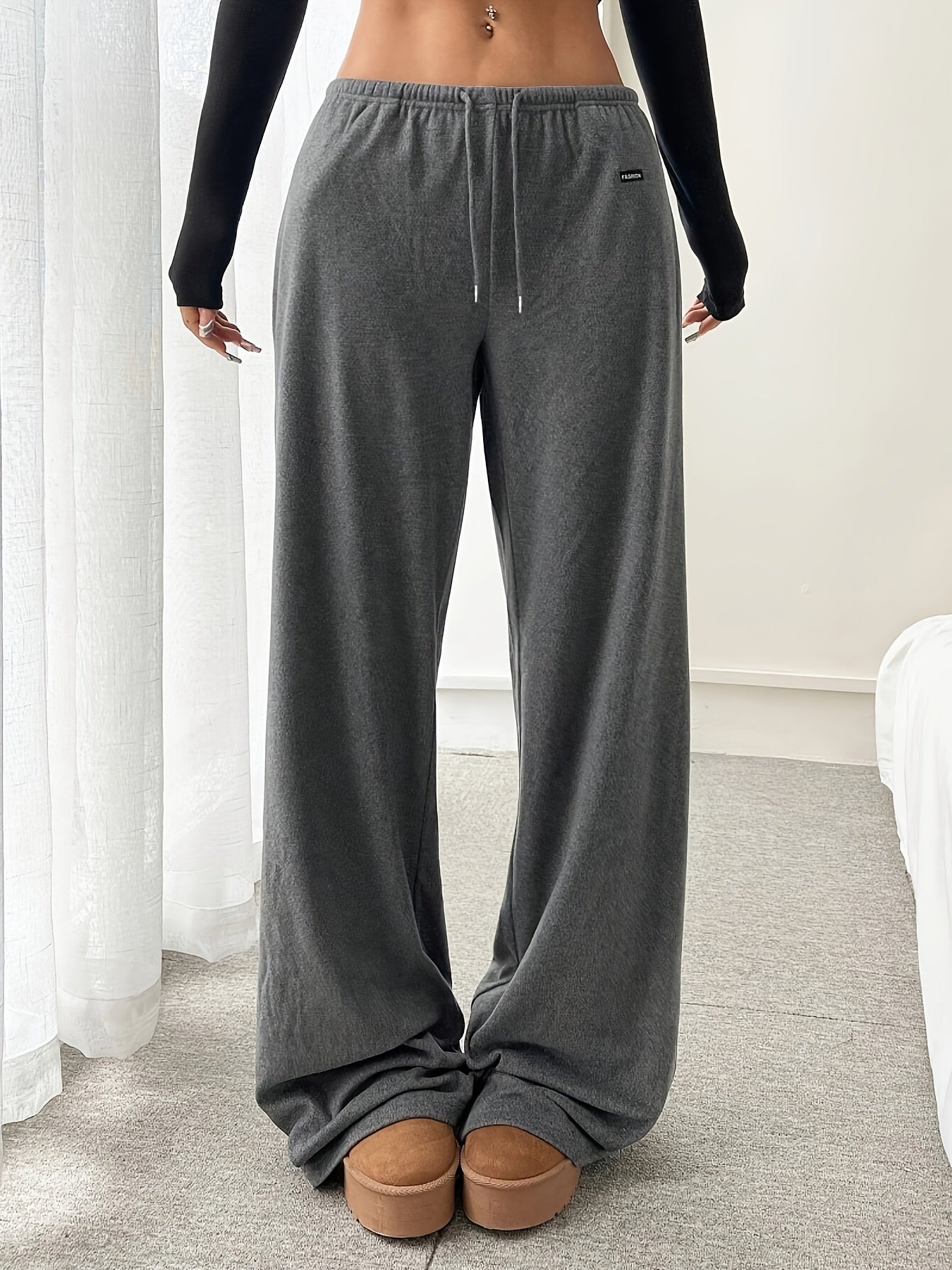 Effortless Wide Leg Sweatpants for Women with High Waist Drawstring Relaxed Casual Style