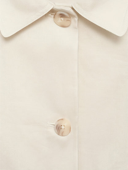Effortless Apricot Wide Leg Set for Women with Collared Cropped Jacket Button Front Relaxed Style