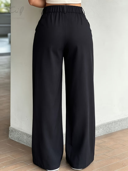 Effortless Wide Leg Trousers for Women with High Waist Pleated Front Relaxed Tailored Style