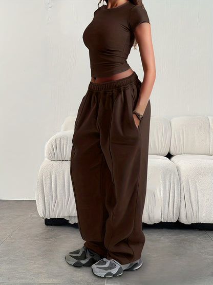 Effortless Baggy Sweatpants for Women with High Waist Drawstring Wide Leg Relaxed Style