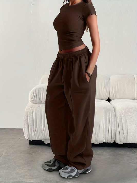 Effortless Baggy Sweatpants for Women with High Waist Drawstring Wide Leg Relaxed Style