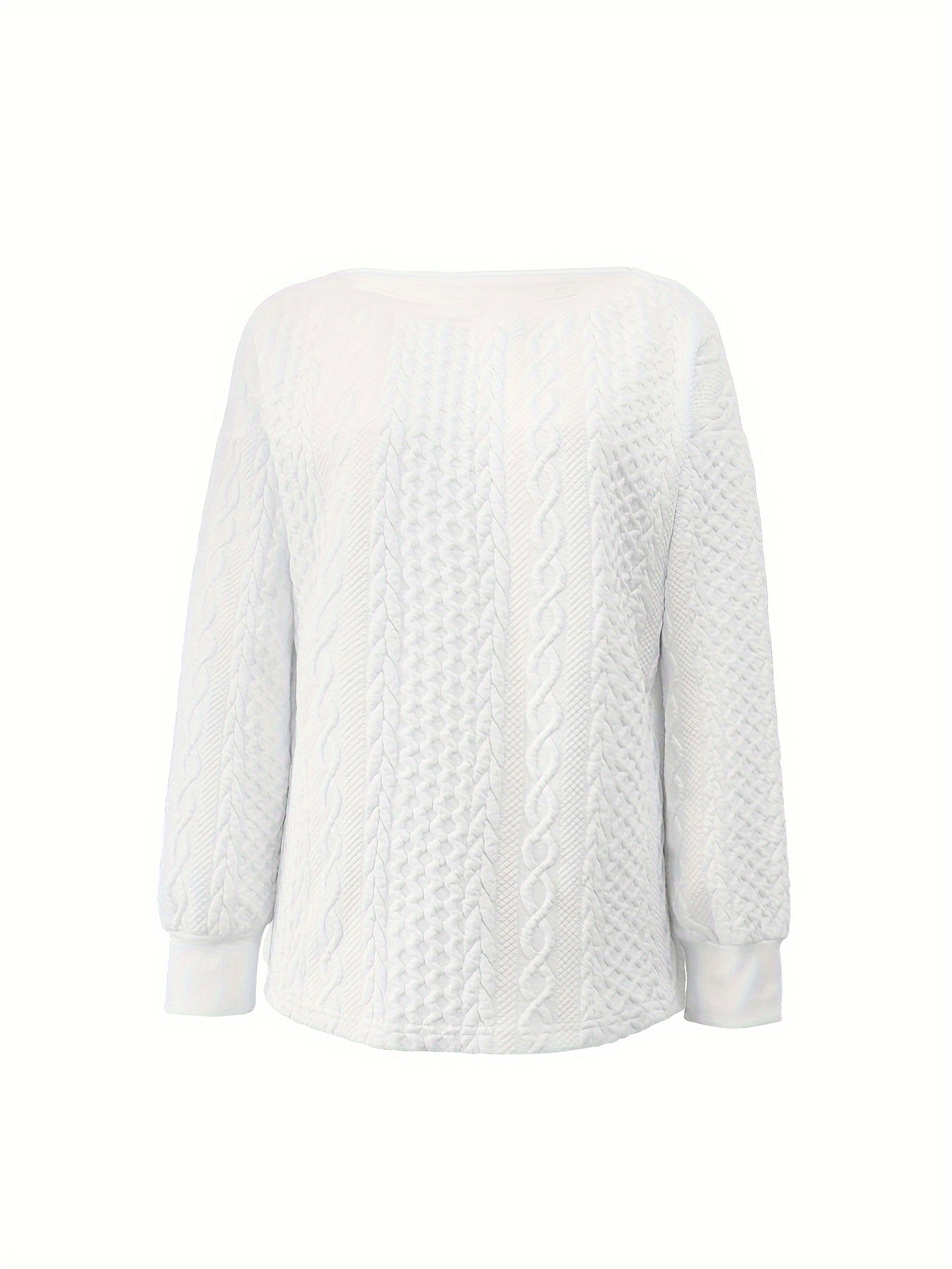 Comfortable Cable Knit Sweater for Women with Round Neck Long Sleeve Relaxed Oversized Knit Style
