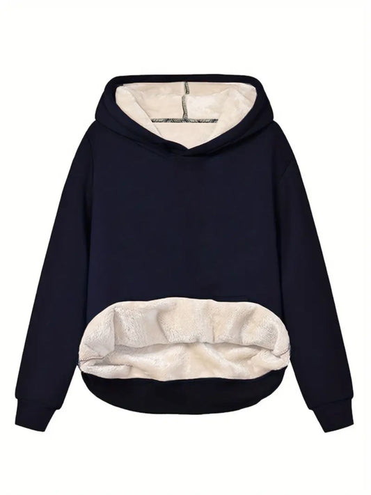 Comfortable Sherpa Lined Hoodie for Women with Hooded Long Sleeve Relaxed Oversized Knit Style