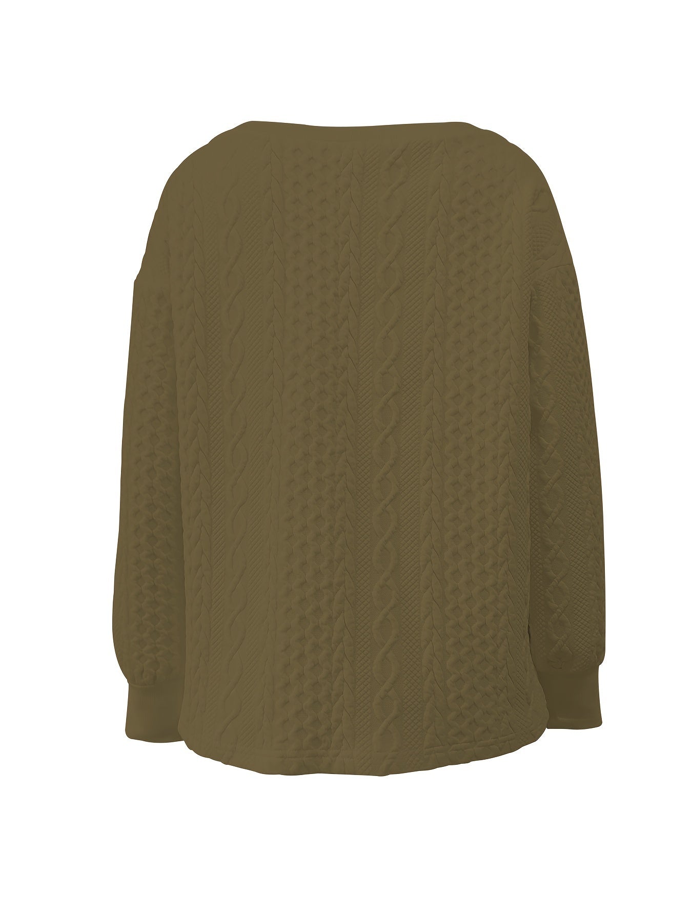 Comfortable Cable Knit Sweater for Women with Round Neck Long Sleeve Relaxed Oversized Knit Style