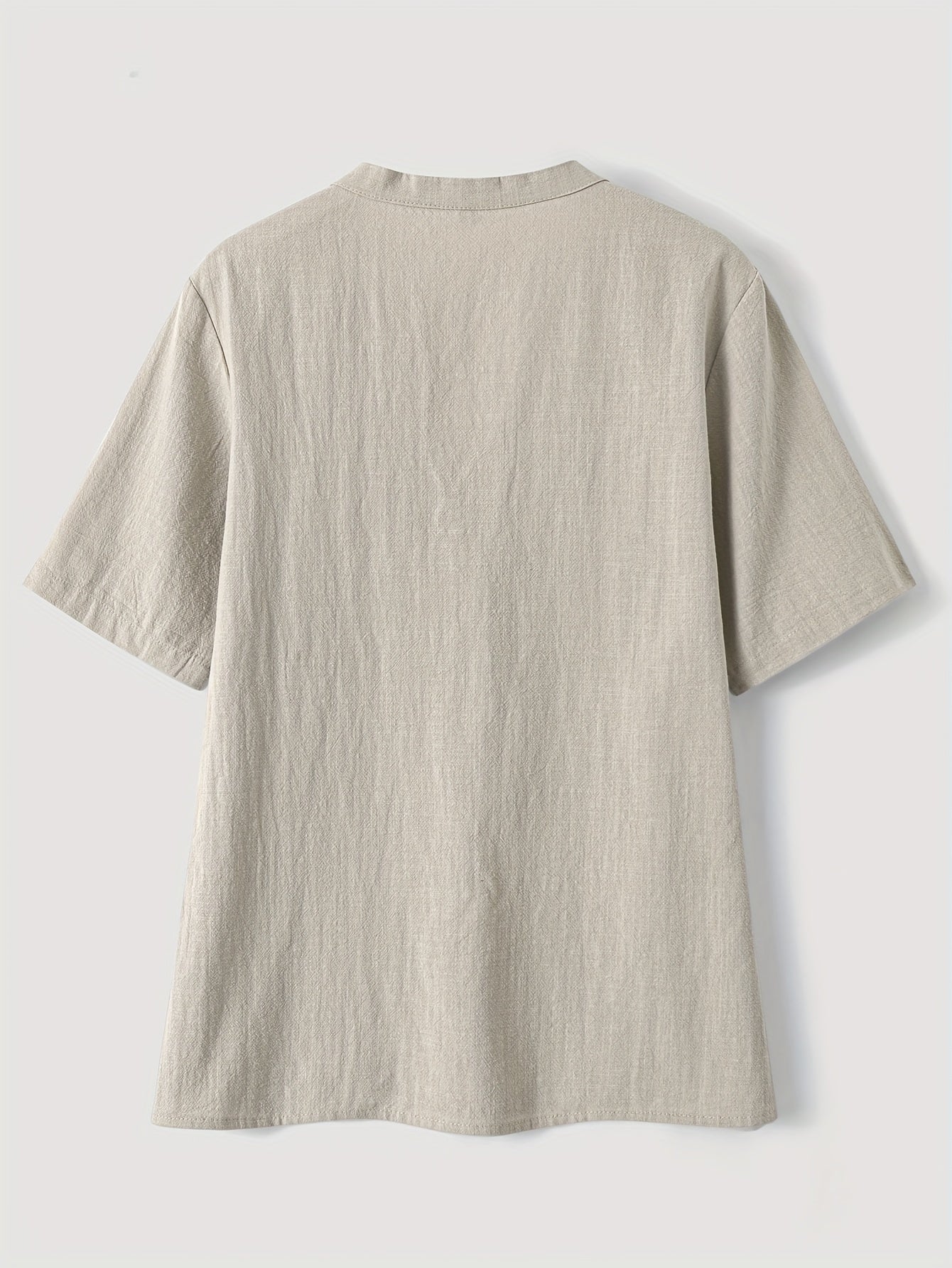 Effortless Textured Linen Blouse for Women with Notch V Neck Short Sleeve Button Front Casual Style