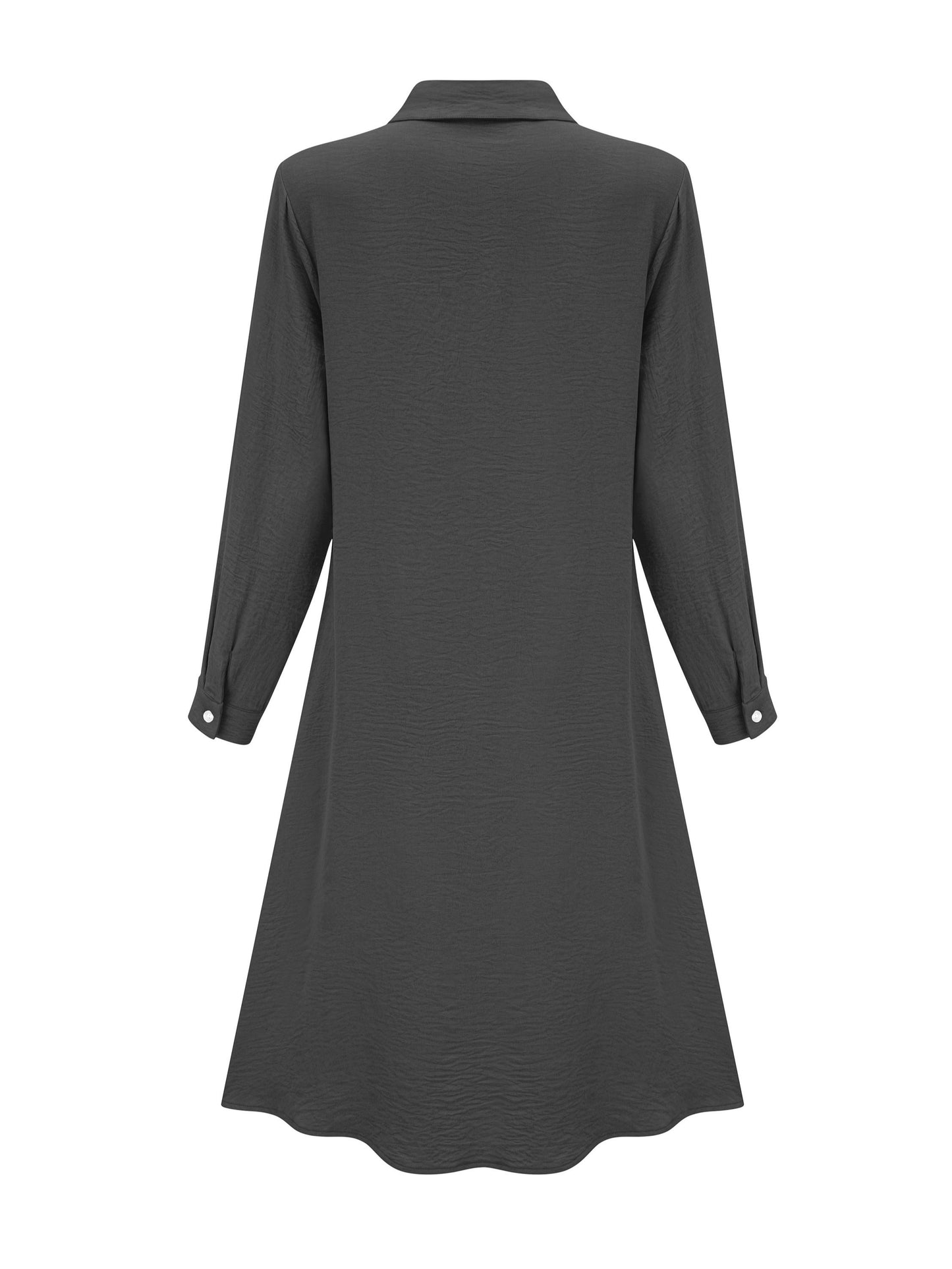Effortless Shirt Dress for Women with Collar Long Sleeve Button Front Flowing Style