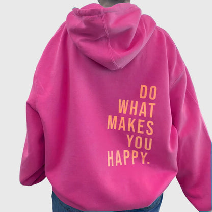 Effortless Graphic Print Hoodie for Women with Drawstring Hood Long Sleeve Oversized Relaxed Casual Style
