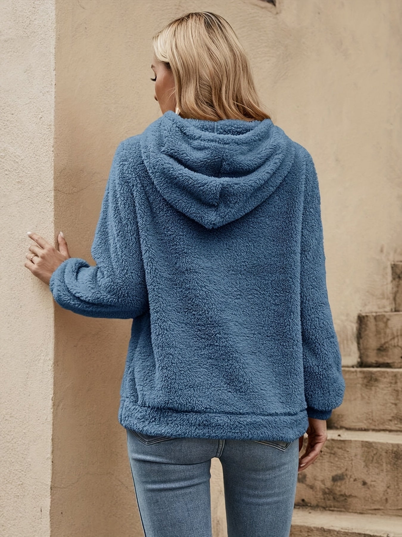 Comfortable Sherpa Fleece Hoodie for Women with Drawstring Hood Long Sleeve Oversized Kangaroo Pocket Casual Style