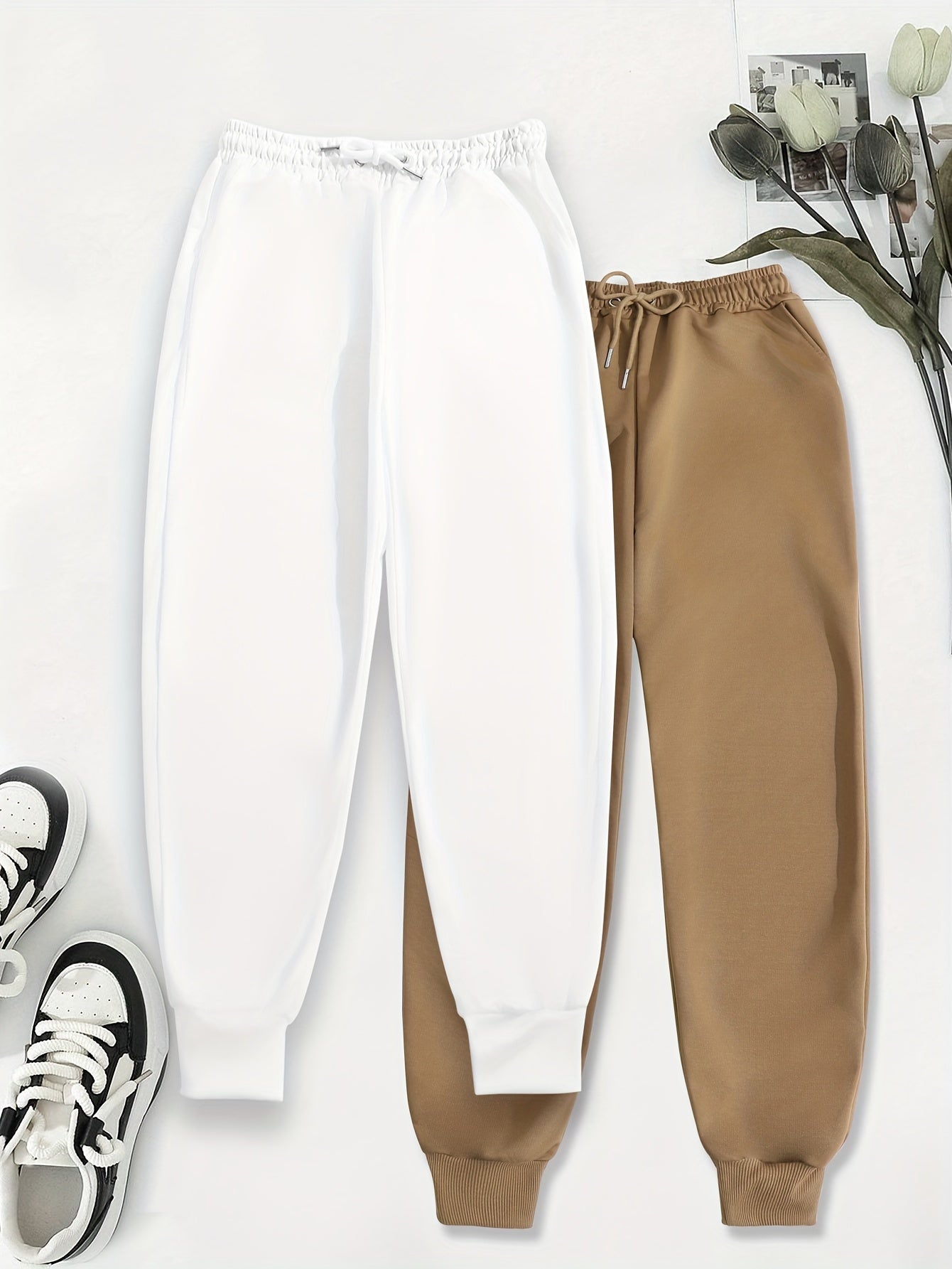 Effortless Jogger Sweatpants for Women with High Waist Drawstring Relaxed Cuffed Casual Style