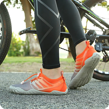 Comfortable Fashion Sneakers for Women with Toe Shaped Sole Elastic Quick Lace Barefoot Style