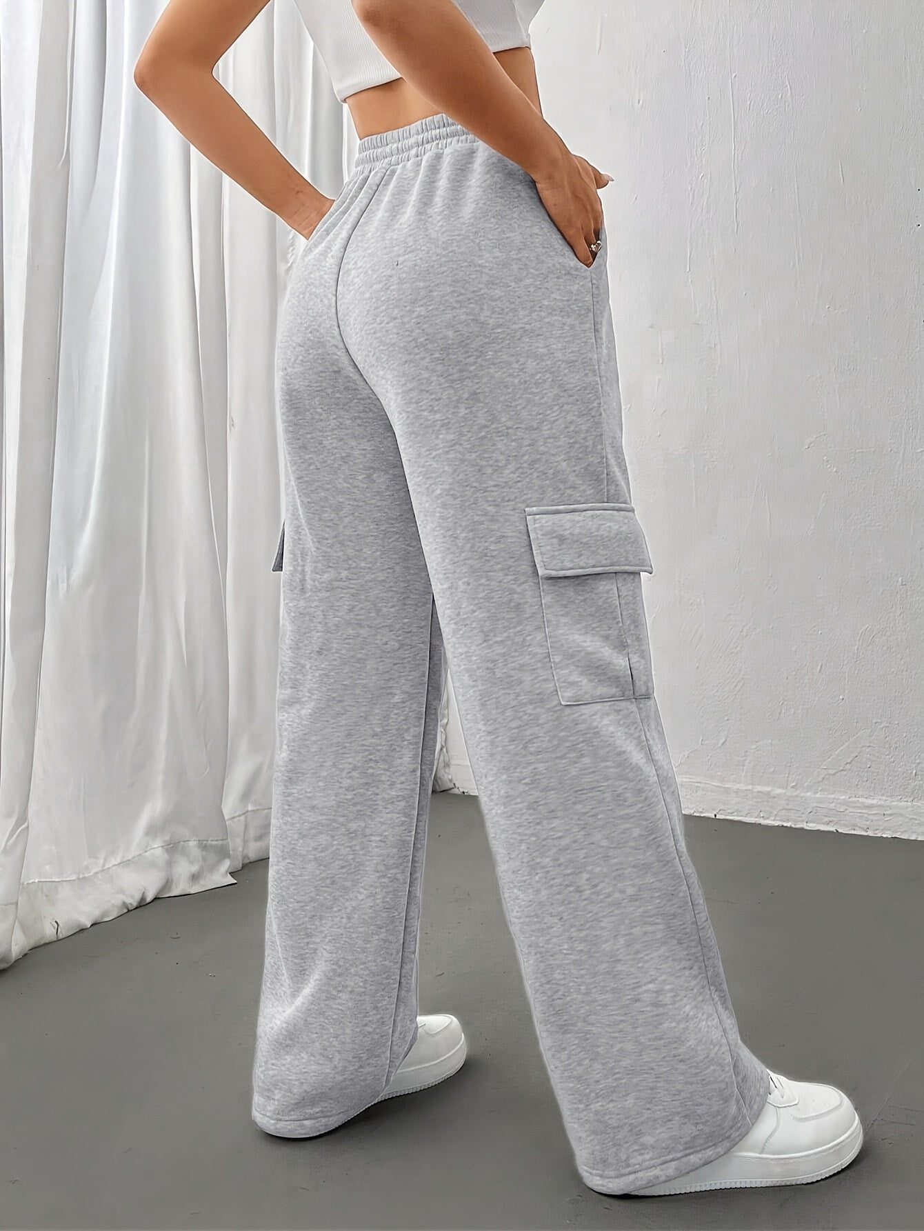 Effortless Cargo Wide Leg Pants for Women with High Waist Drawstring Relaxed Casual Style