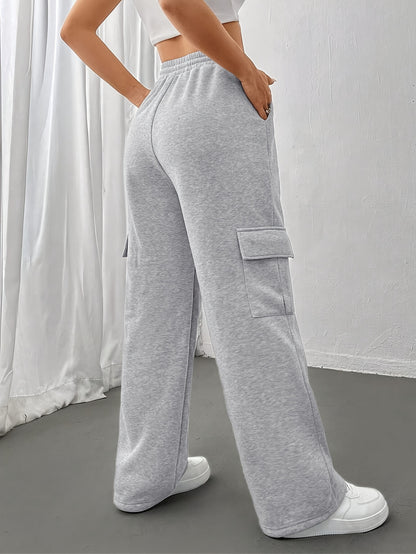 Effortless Cargo Wide Leg Pants for Women with High Waist Drawstring Relaxed Casual Style
