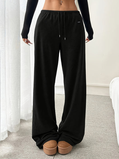 Effortless Wide Leg Sweatpants for Women with High Waist Drawstring Relaxed Casual Style
