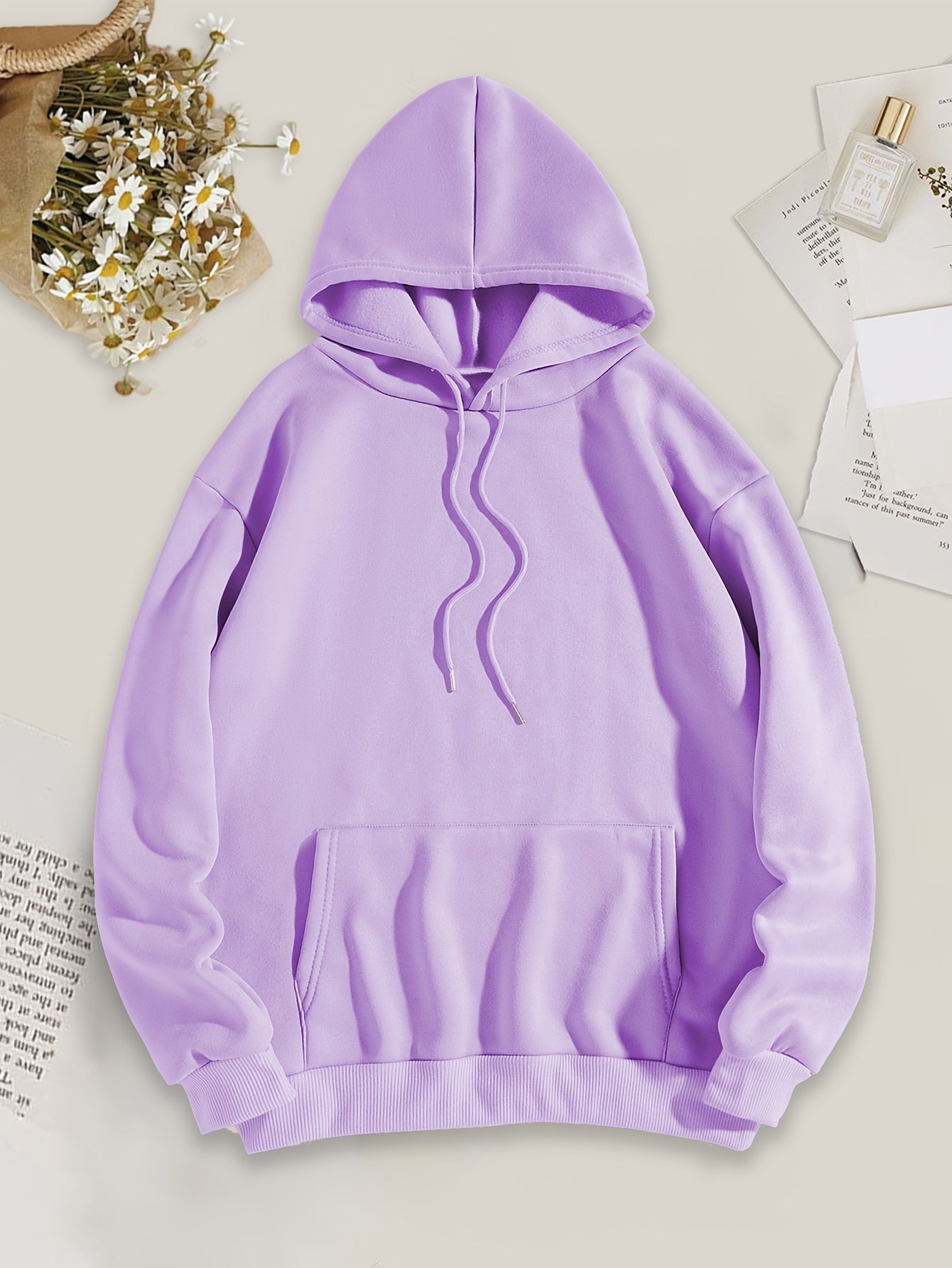 Comfortable Fleece Hoodie for Women with Drawstring Hood Long Sleeve Kangaroo Pocket Oversized Style