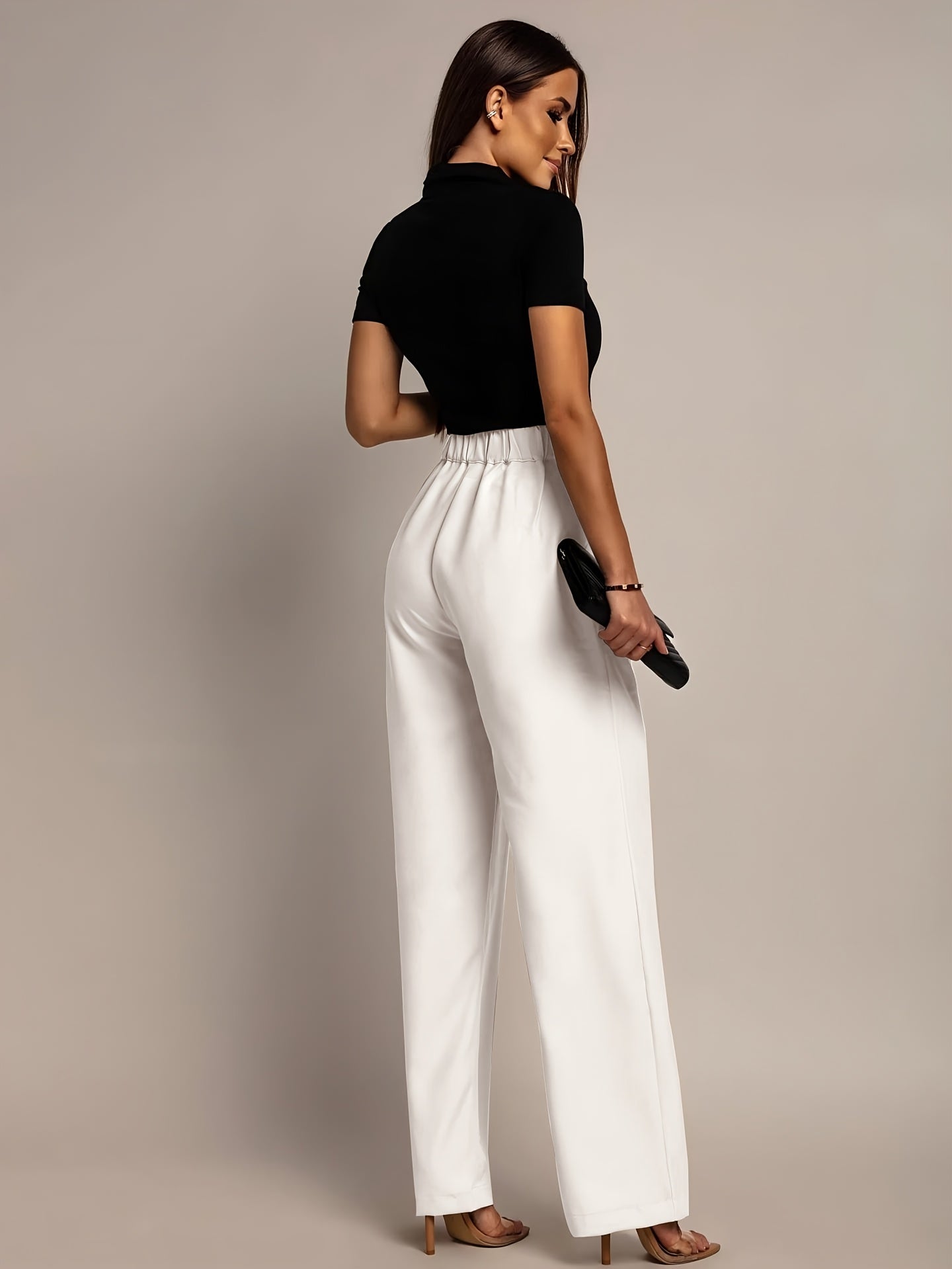 Elegant Wide Leg Trousers for Women with High Waist Pleated Front Tapered Ankle Relaxed Style