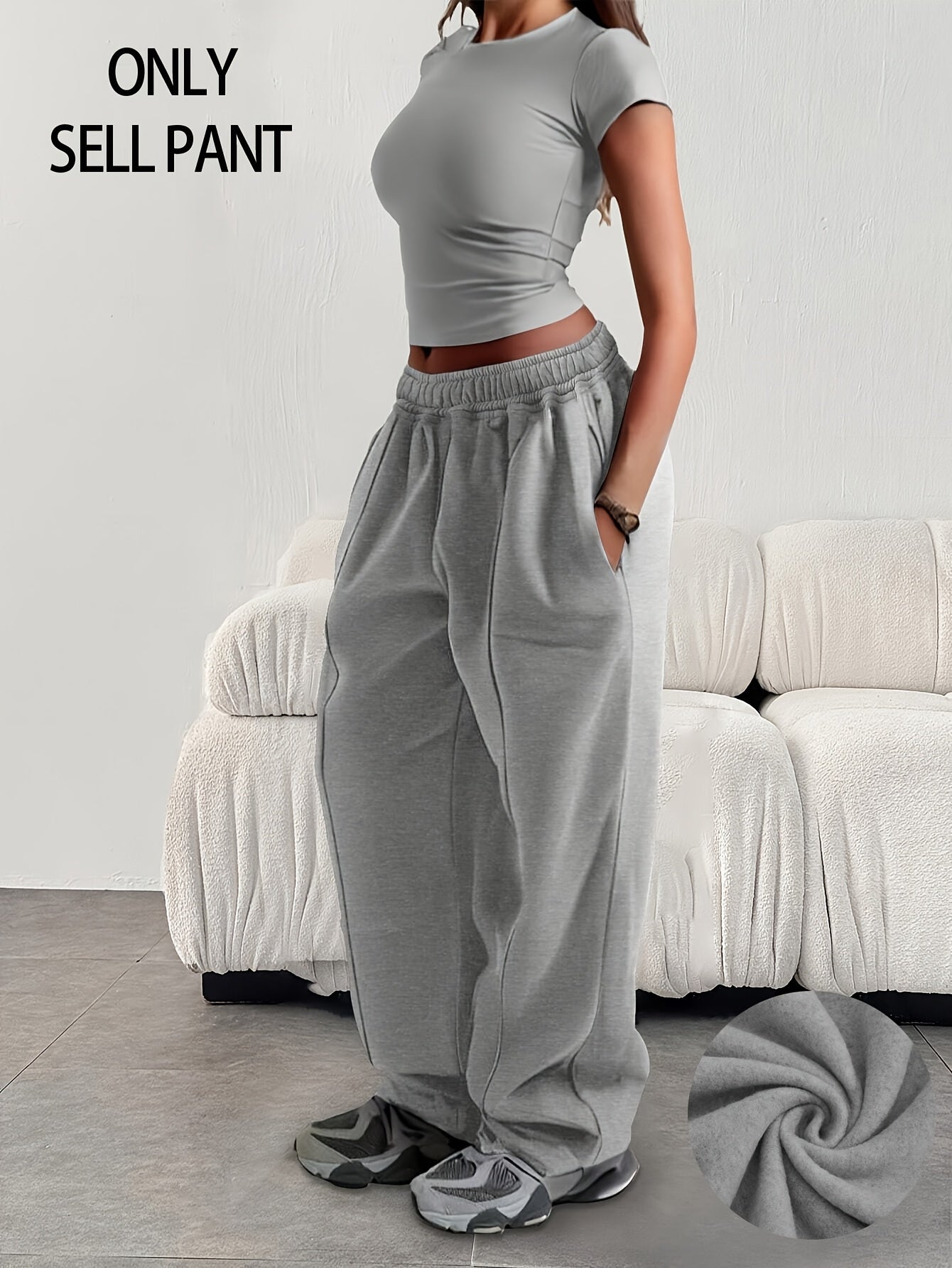 Comfortable Fleece Wide Leg Sweatpants for Women with High Waist Drawstring Relaxed Casual Style