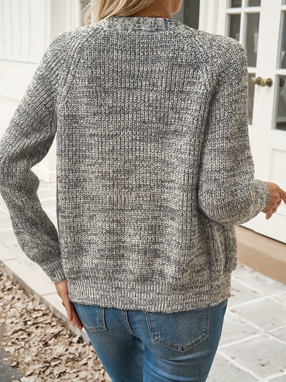 Comfortable Marled Cardigan Sweater for Women with V Neck Button Front Long Sleeve Relaxed Oversized Style