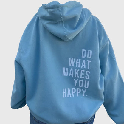 Effortless Graphic Print Hoodie for Women with Drawstring Hood Long Sleeve Oversized Relaxed Casual Style