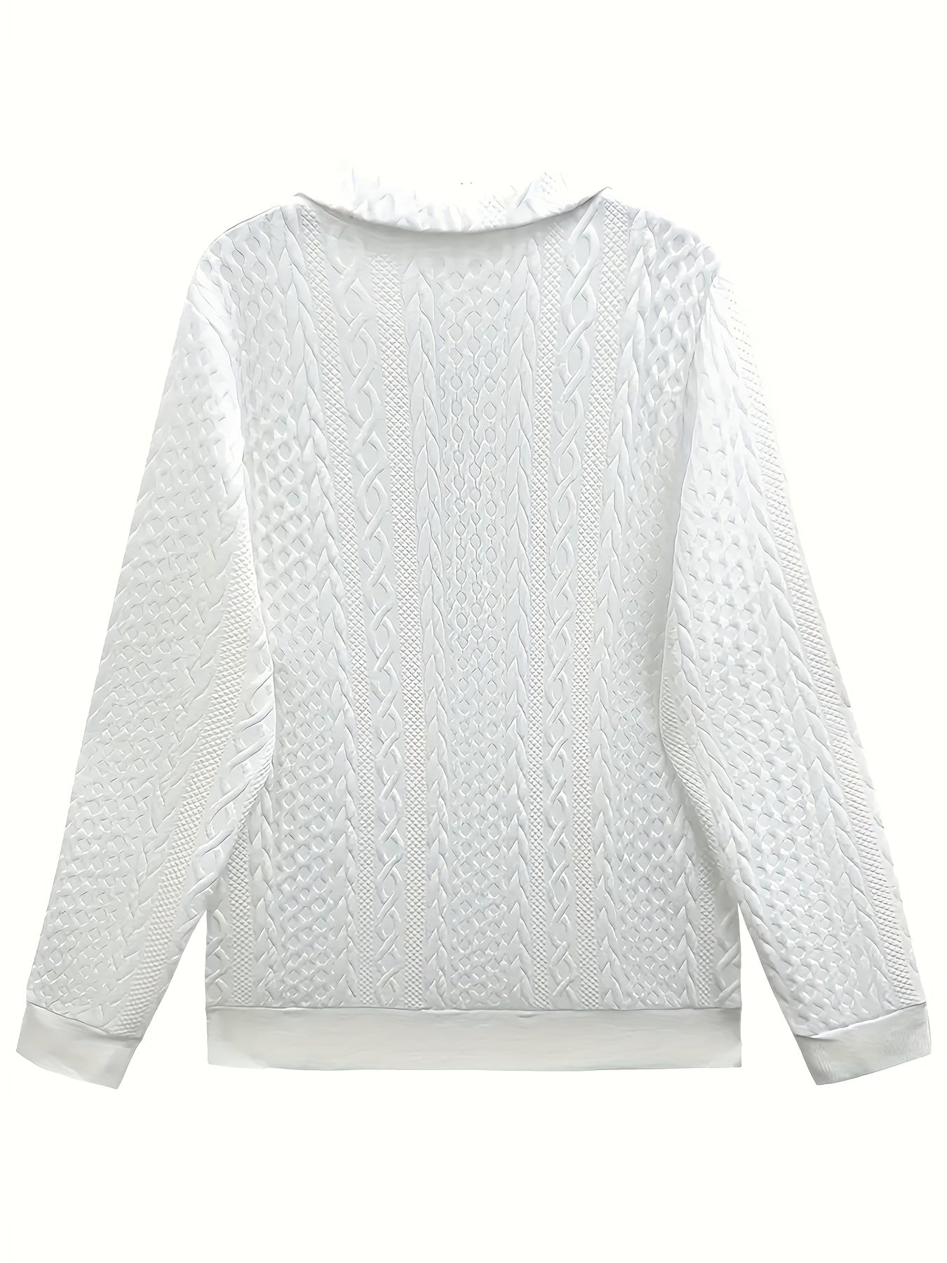 Comfortable Cable Knit Sweater for Women with Zip Collar Long Sleeve Kangaroo Pocket Oversized Knit Style