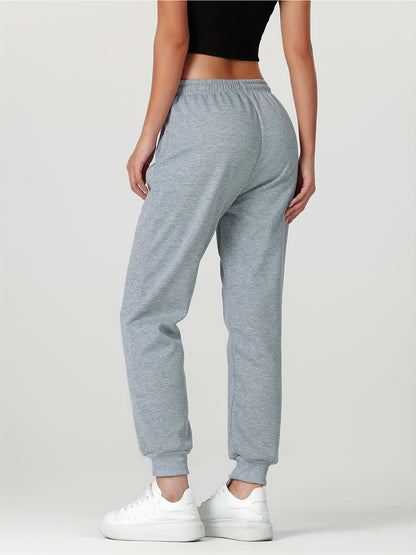 Comfortable Fleece Lined Jogger Sweatpants for Women with Elastic Waistband Drawstring Zip Pocket Relaxed Style