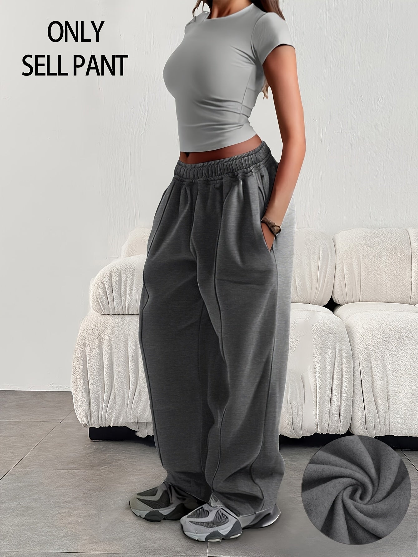 Comfortable Fleece Wide Leg Sweatpants for Women with High Waist Drawstring Relaxed Casual Style