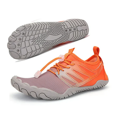 Comfortable Fashion Sneakers for Women with Toe Shaped Sole Elastic Quick Lace Barefoot Style
