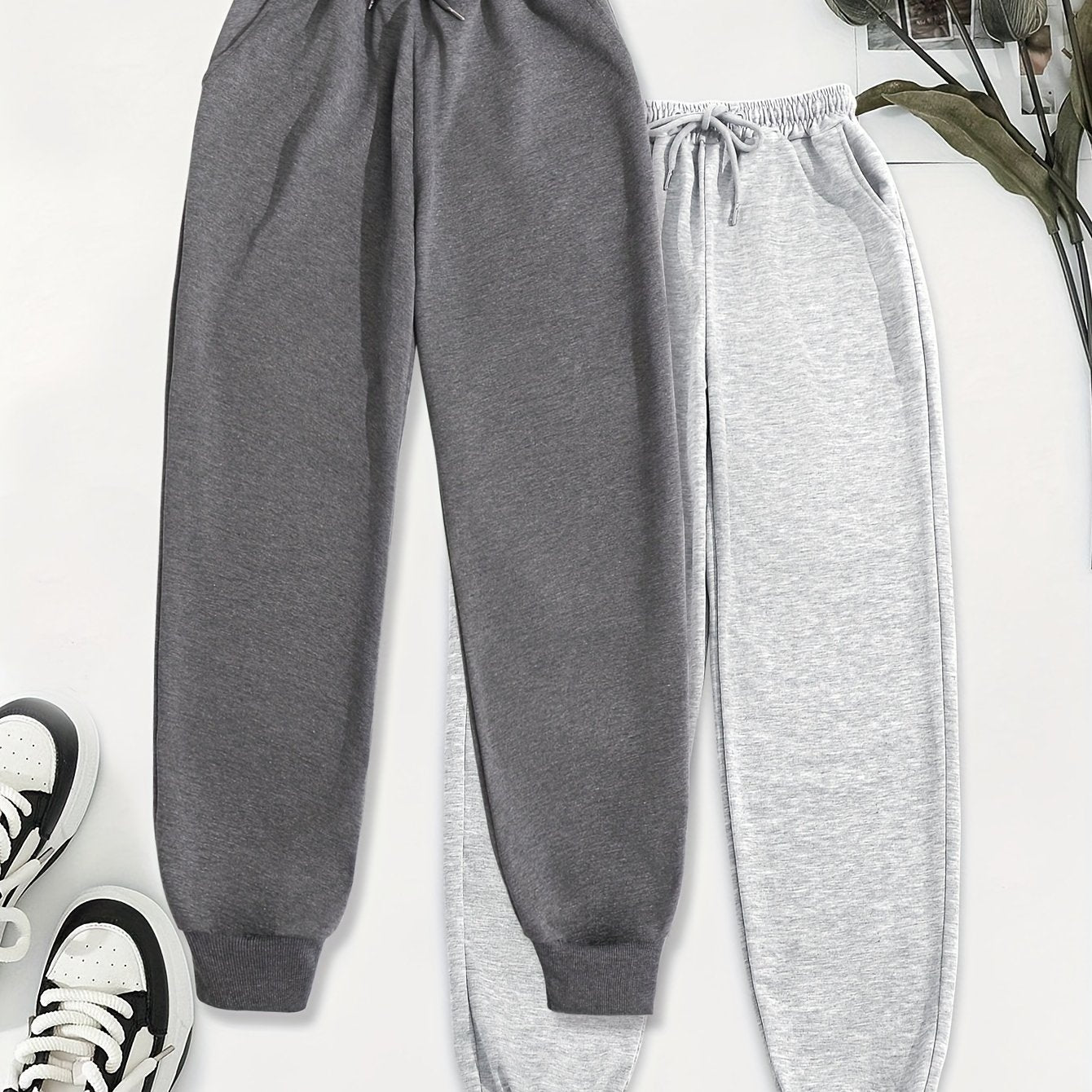 Effortless Jogger Sweatpants for Women with High Waist Drawstring Relaxed Cuffed Casual Style