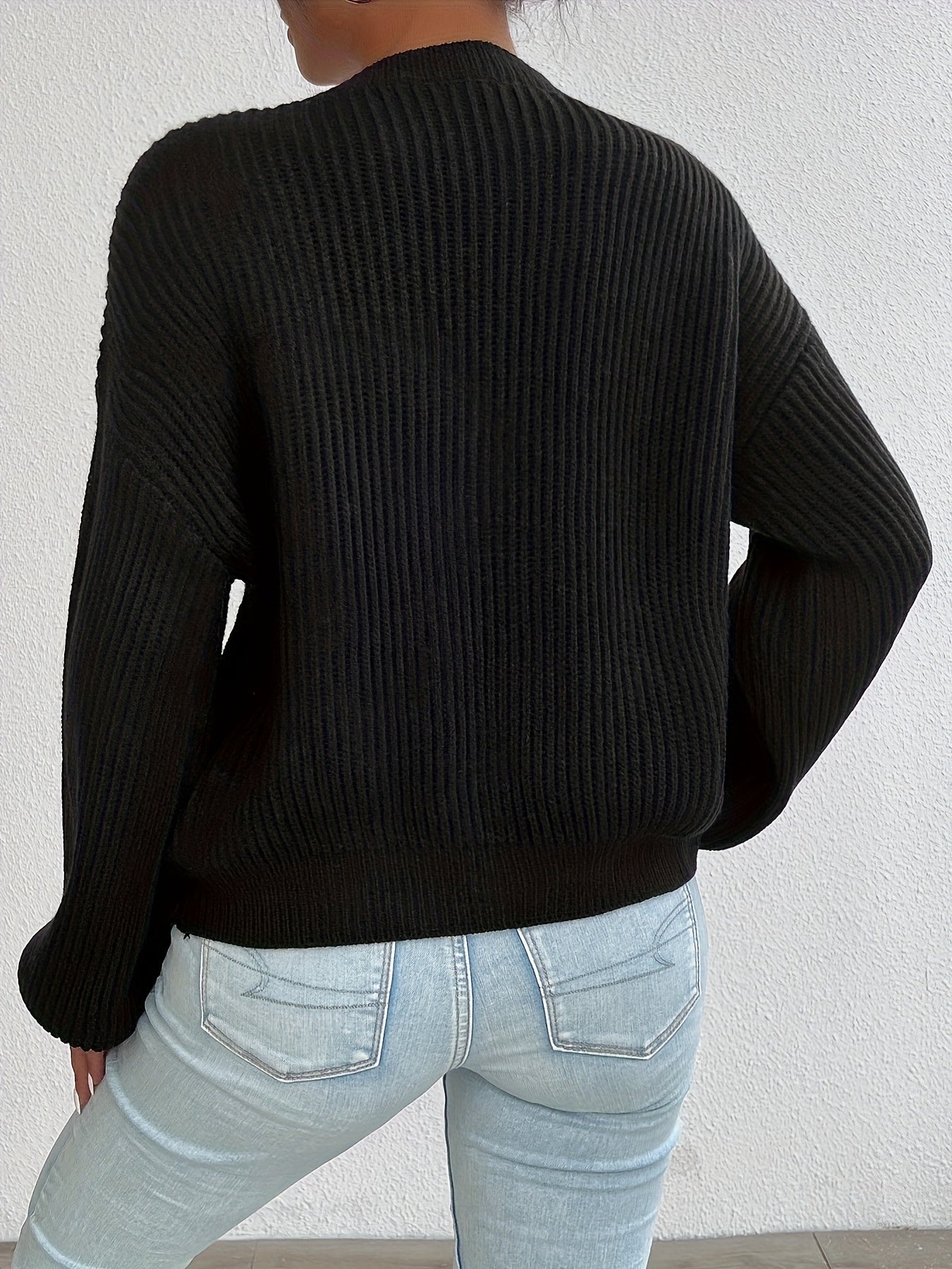 Effortless Ribbed Knit Cardigan Sweater for Women with V Neck Long Sleeve Button Front Oversized Relaxed Style