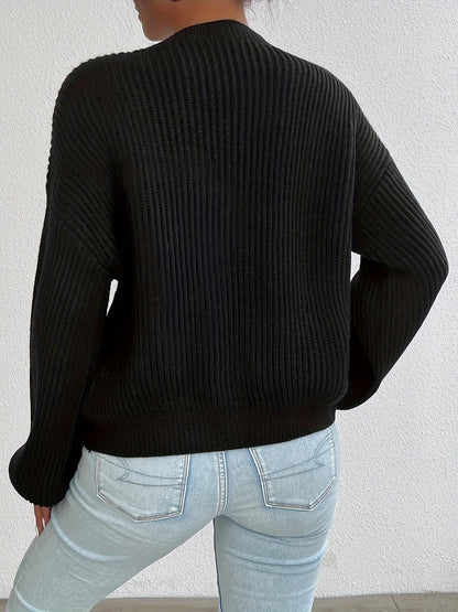 Effortless Ribbed Knit Cardigan Sweater for Women with V Neck Long Sleeve Button Front Oversized Relaxed Style