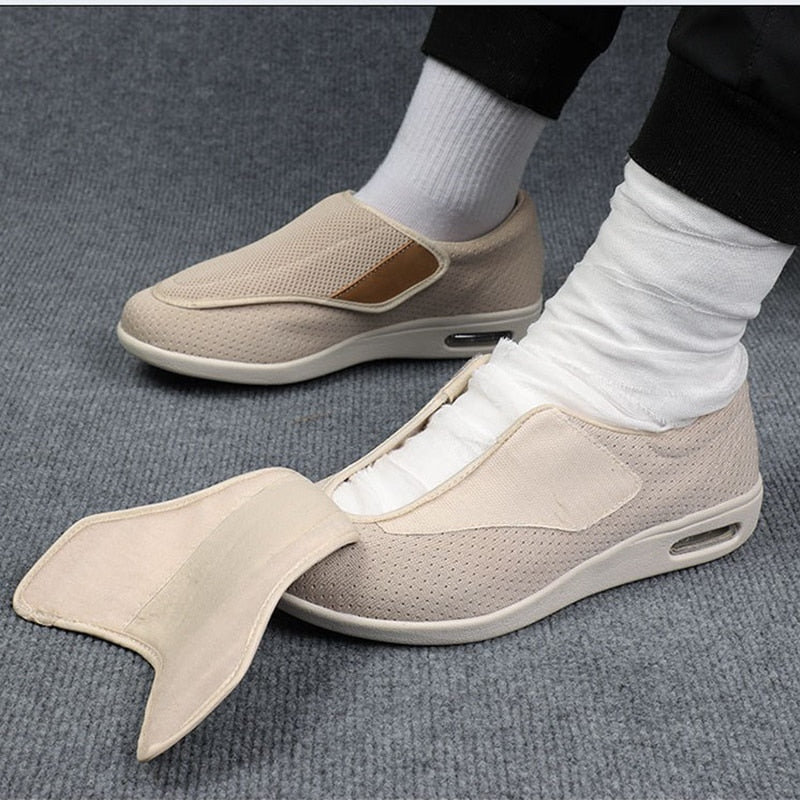 Comfortable Knit Sneaker for Women with Adjustable Strap Wide Fit Air Cushion Sole Casual Style