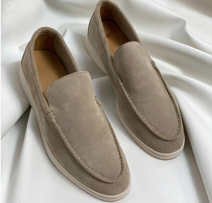 Effortless Suede Loafer for Women with Round Toe Slip On Flat Sole Casual Style