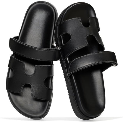 Comfortable Slide Sandals for Women with Cut Out Wide Strap Cushioned Footbed Open Toe Style